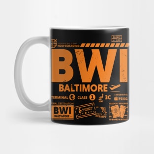 Vintage Baltimore BWI Airport Code Travel Day Retro Travel Tag Mug